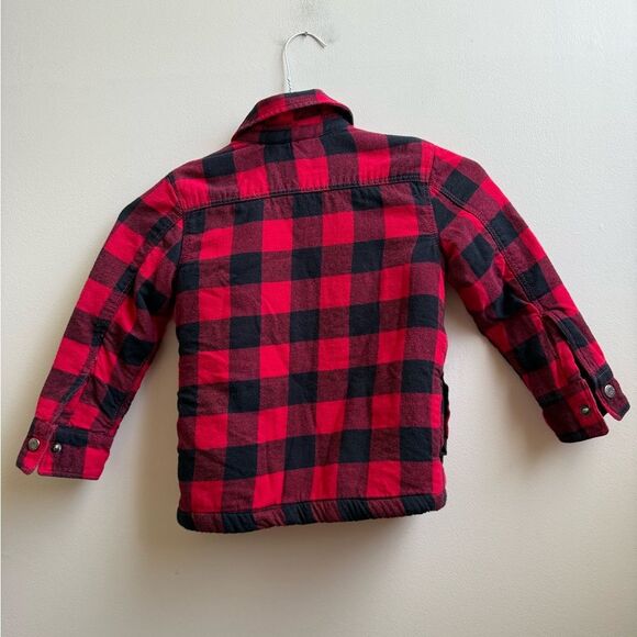 Tommy Bahama Buffalo plaid fleece jacket Shacket shirt red & black Size 5/6 - Picture 2 of 5